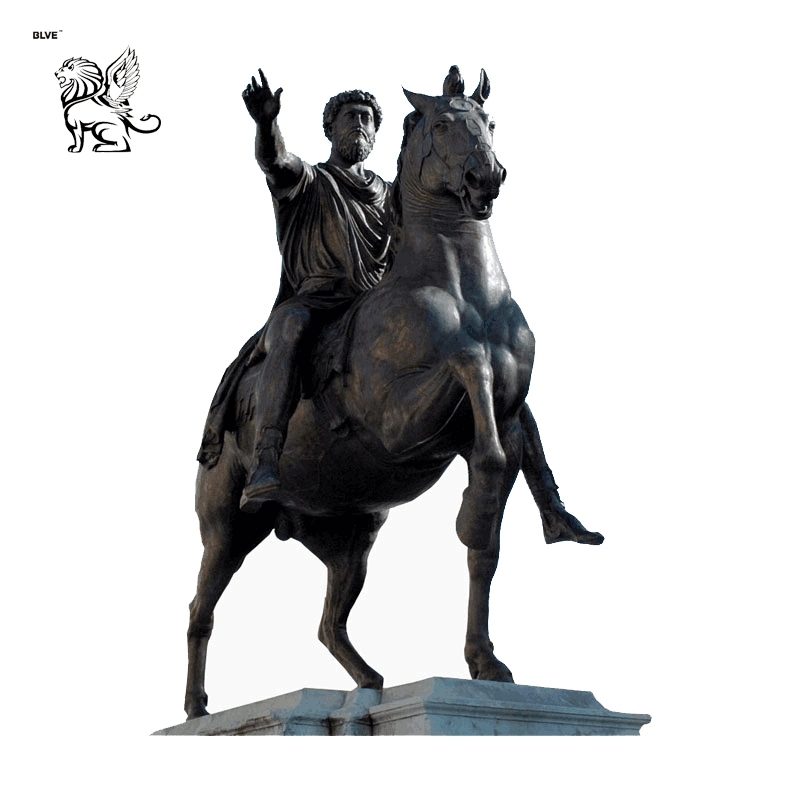 Outdoor Decor Ancient Soldier Bronze Warrior Horseback Statue Sculpture Bfsm-48