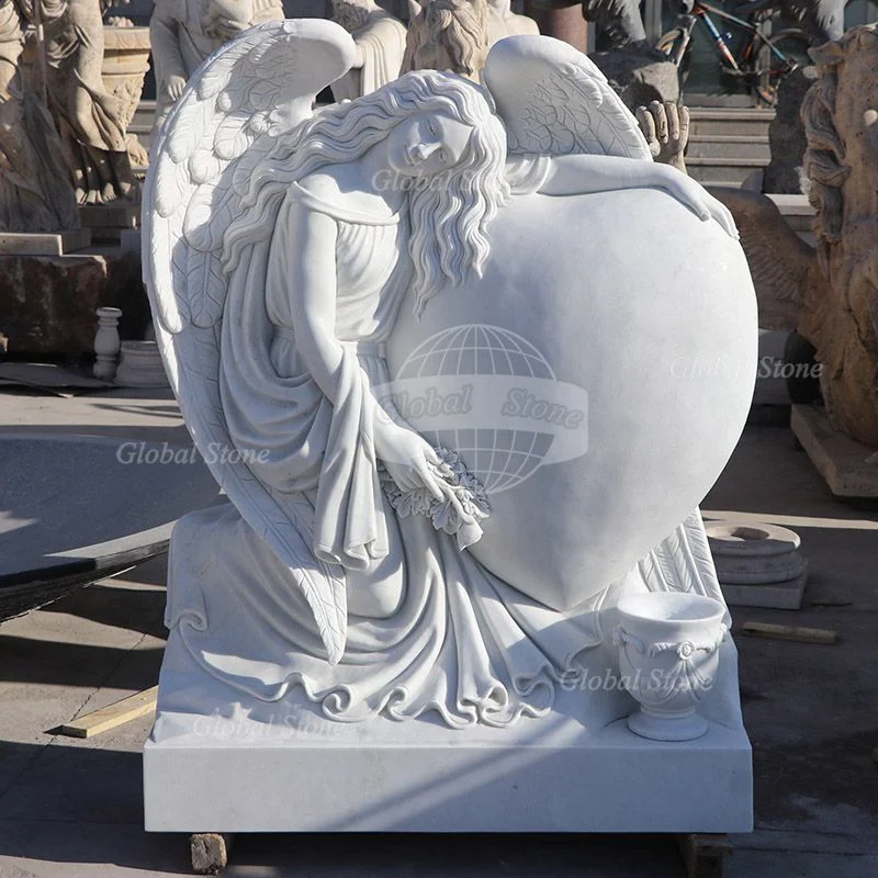 Headstone Designs White Marble Gravestone Angel Monuments (GSME-105)
