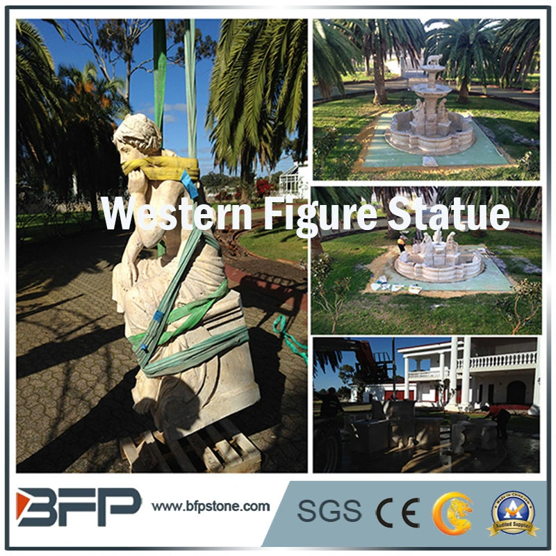 Western Figure White Natural Granite Carved Stone/ Statues/Sculpture for Garden