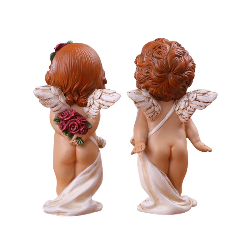 Italian Baroque Style Musical Resin Cherub Angel Statues Figurine Full Color