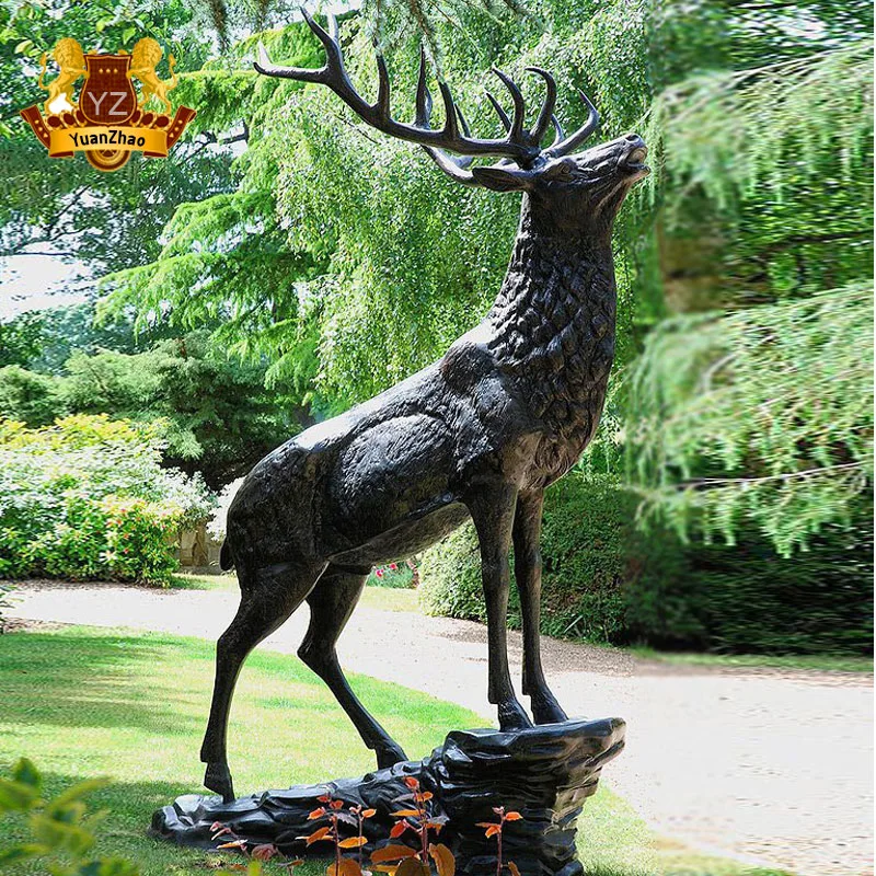 Landscape Decoration Life Size Antique Bronze Stag Statue