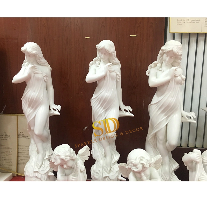 Pure White Marble Goddess Aphrodite Venus Anadyomene Nude Female Erotic Cast Marble Statue Sculpture