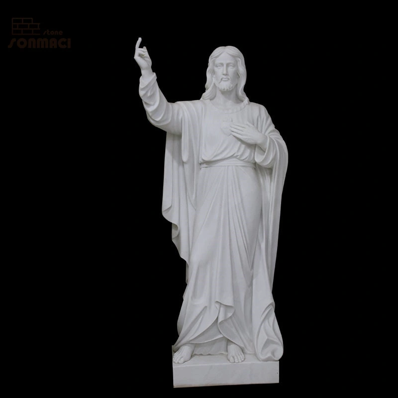 White Marble Standing Jesus Statue Stone Sculpture