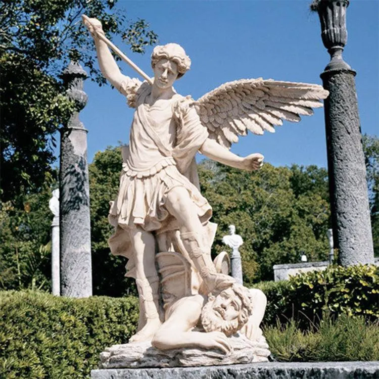 Large Outdoor Statues Religious Archangel Michael Marble Statue