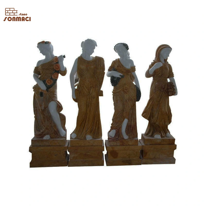 Garden Decoration Stone Carved European Four Seasons Marble Woman Statue