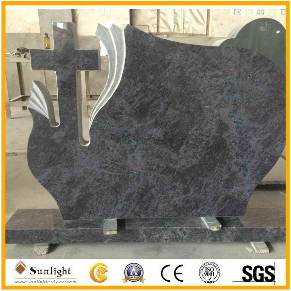 European Stone Granite Cross Headstone, Black Monument Tombstone/Memorials