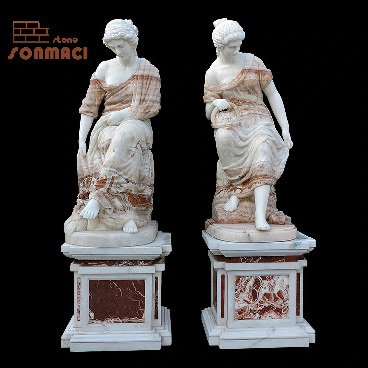 Outdoor Park Decoration Assorted Marble Sitting Lady Statue