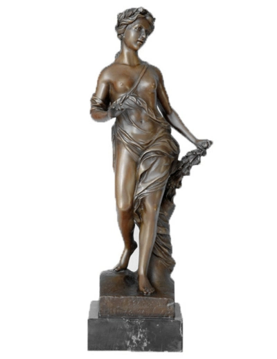 Female Home Decoration Bronze Statues Marble Base Sculpture