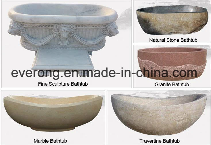 Natural Antique Hand Carving Marble Bathtubs with Woman Figure Statues