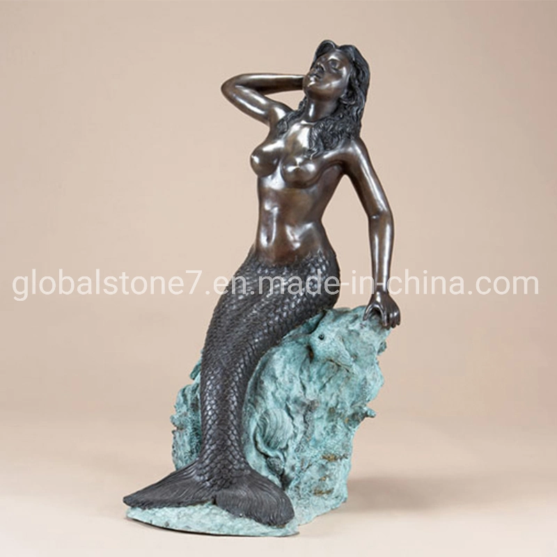 Metal Craft Art Statue Life Size Bronze Figure Mermaid Statue (GSBR-286)