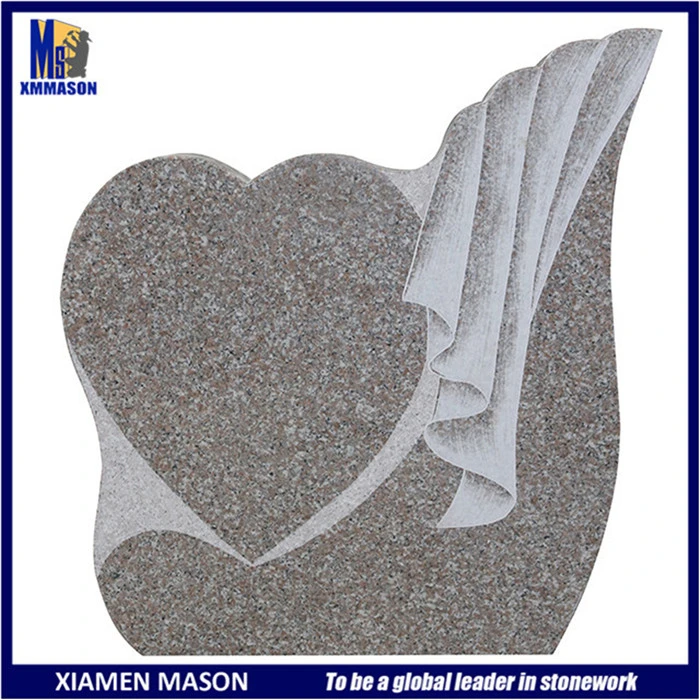 Low Price Unique Heart Shape Pink Granite Monument Slab