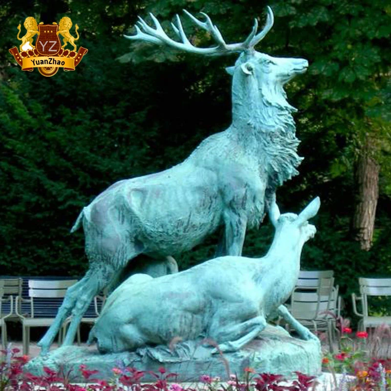 Landscape Decoration Life Size Antique Bronze Stag Statue