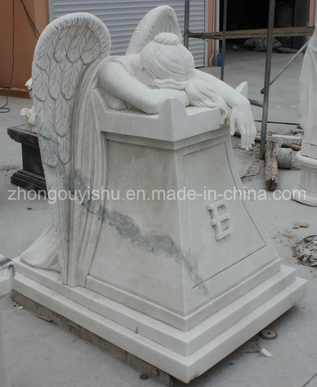 Marble Statue of Weeping Angel, Angel Sculpture Monument