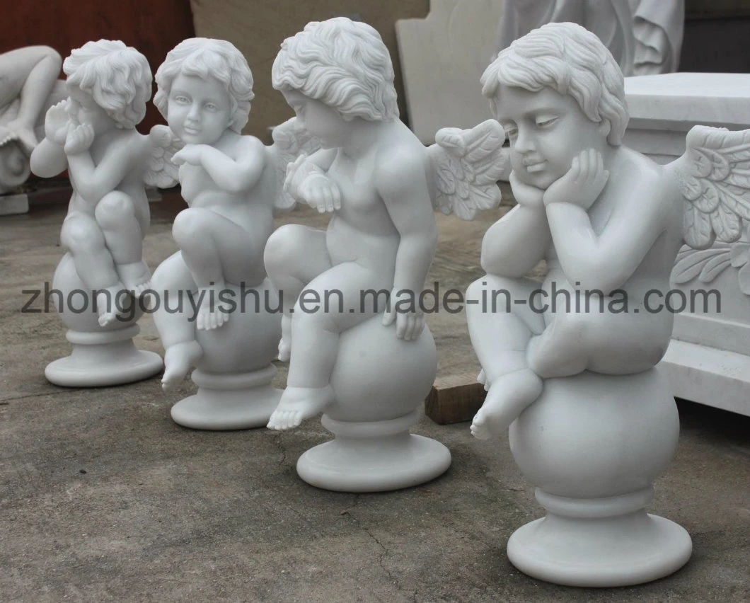 White Marble Statues Sculptures of Four Seasons, The Four Cherubs, Little Angel