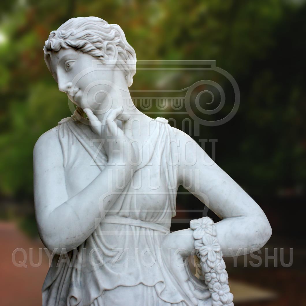 White Marble Stone Lady Woman Statue of Home Decoration Sculpture