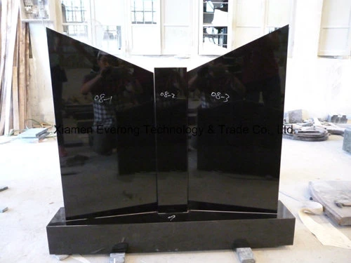 Natural Black Stone Granite Carving Upright Monument for Factory Directly