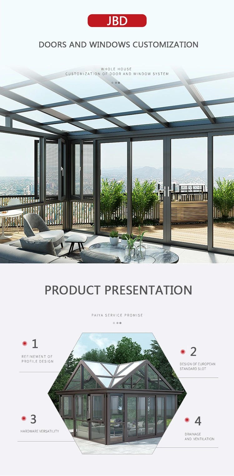 Big Commercial Flat Roof Style Insulated Glass Four Season Sunrooms House