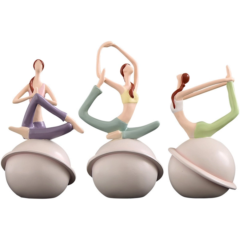 Creative Yoga Sculpture Set Decor Resin Woman Yoga Pose Statue Figurine