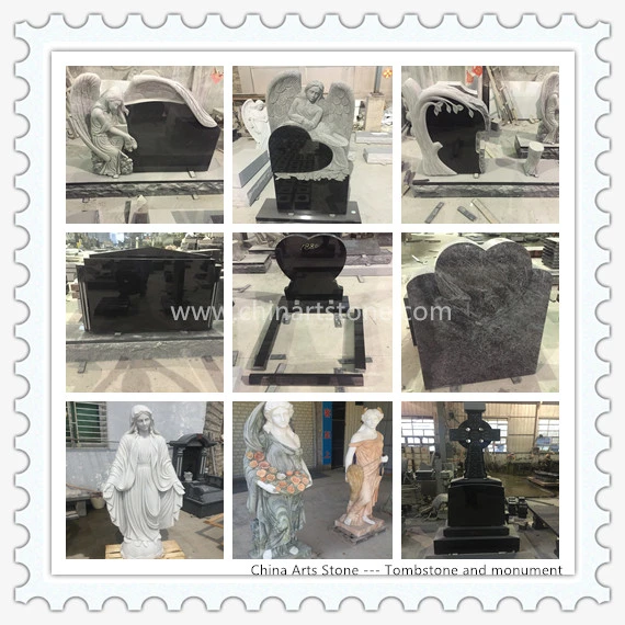 Black Granite Tombstone Monument with Heart