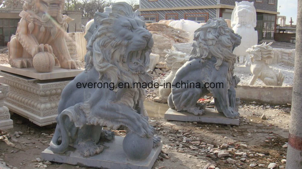Cheap Beige Marble Statues Life Size Stone Lion Sculpture for Sale