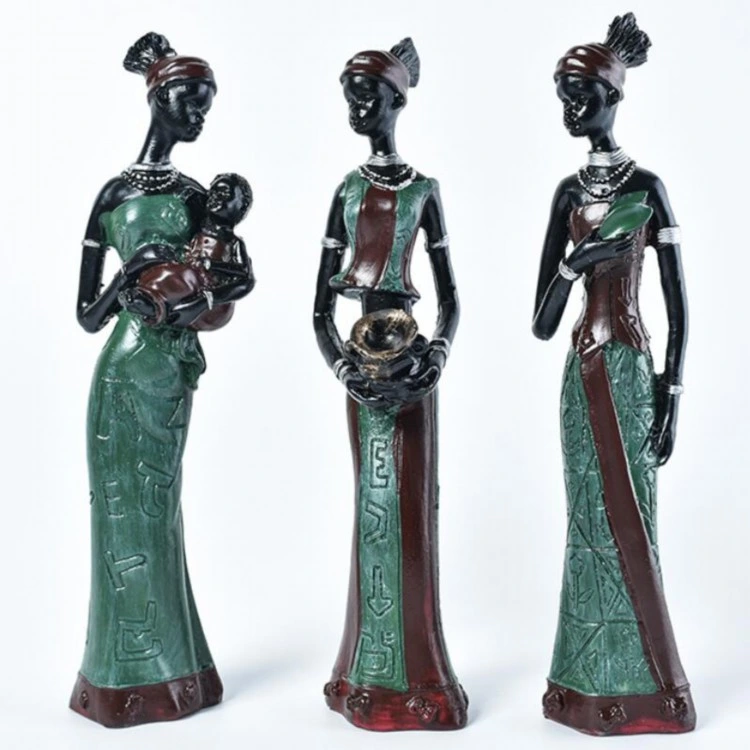 African Lady Resin Figurine, African Statue, Figures for Home Decor Lady Crafts
