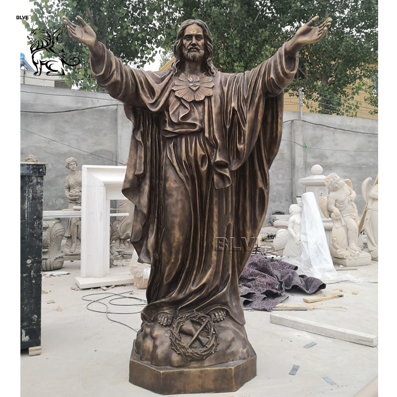 Life Size Catholic Religious Sculpture Outdoor Bronze Jesus Statues with Open Arms