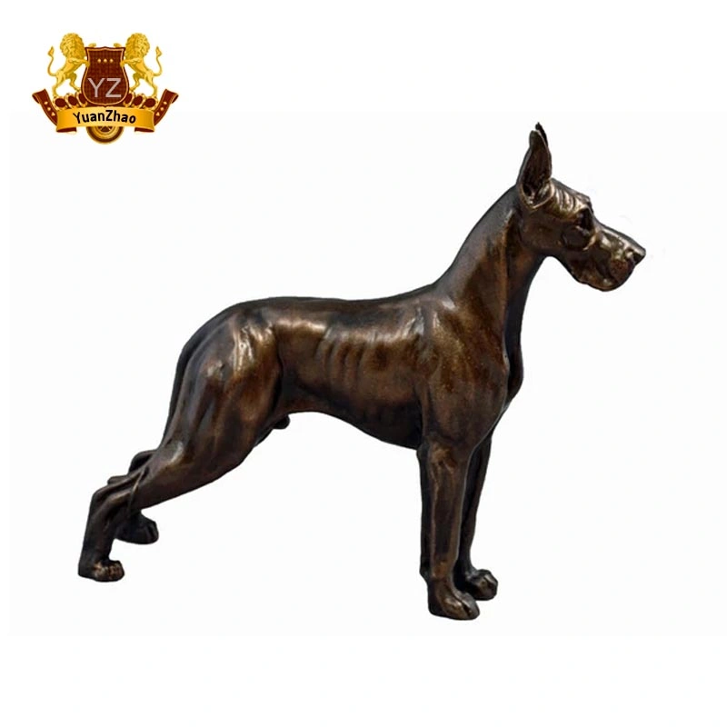 Lifelike Life Size Bronze Animals Great Dane Dogs Statues Sculpture for Christmas Festival Decoration