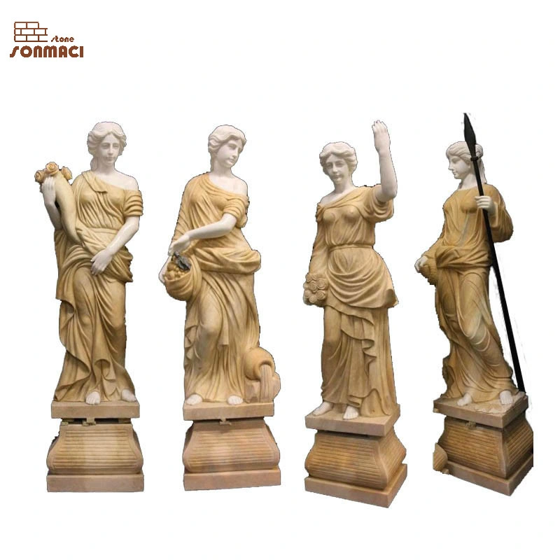 Garden Decoration Stone Carved European Four Seasons Marble Woman Statue