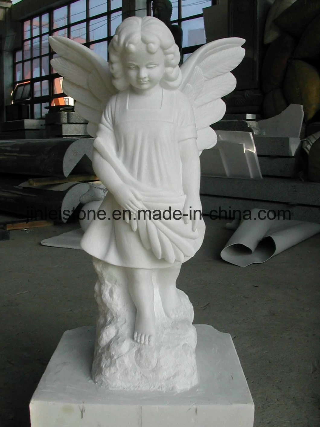 White Marble Garden Sculpture/Marble Statue/Marble Sculpture/Stone Sculpture/Stone Statue/Angel Statue/Stone Carving