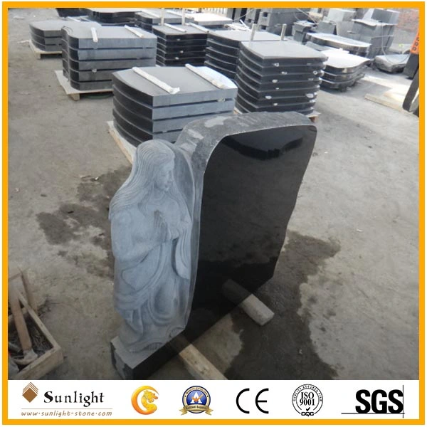 Black Customize Marble & Granite Headstone/Tombstone/Monument for European Style Funeral