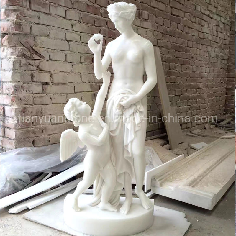 Carving White Marble Cherub Statue Angel Little Baby Marble Sculpture