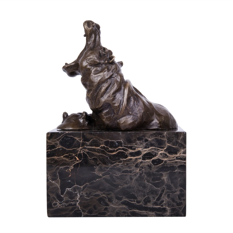 Bronze Statues Animal Sculptures Hippo Artwork Home Decor Metal Collection