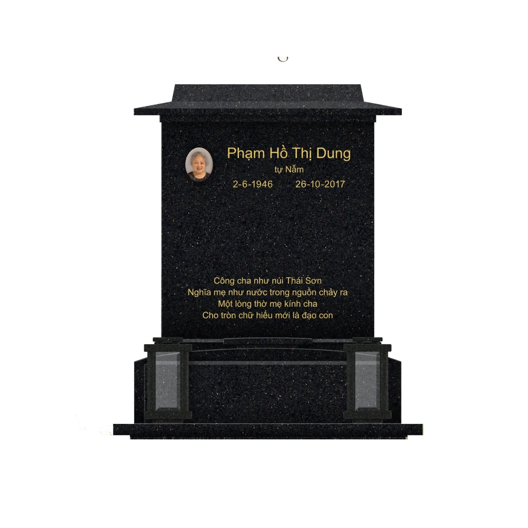 European Square Design Black Granite Stone Tombstones Headstone Monument