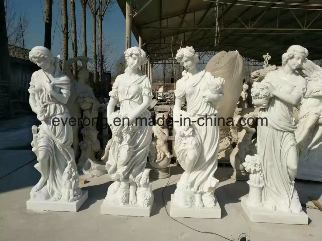 Pure White Marble Four Seasons God Statue/Sculpture for Garden Decoration