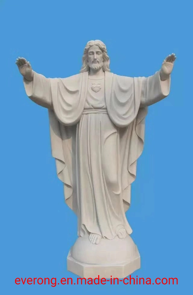 Outdoor Religious White Marble Jesus Sculpture Stone Jesus Statue for Garden Decoration