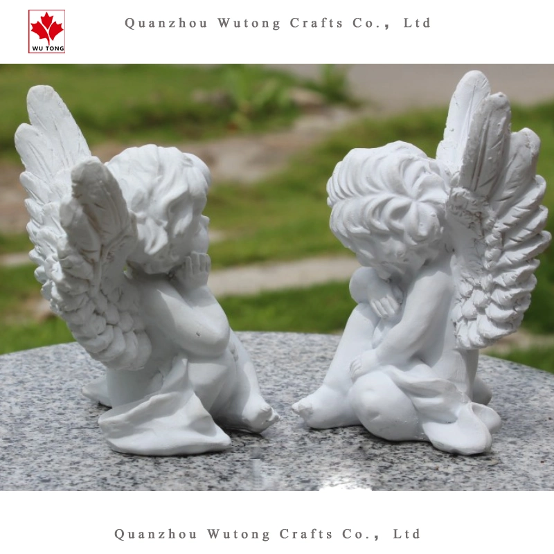 Wholesale Resin White Angel Figurines Sitting on Book Home Decoration