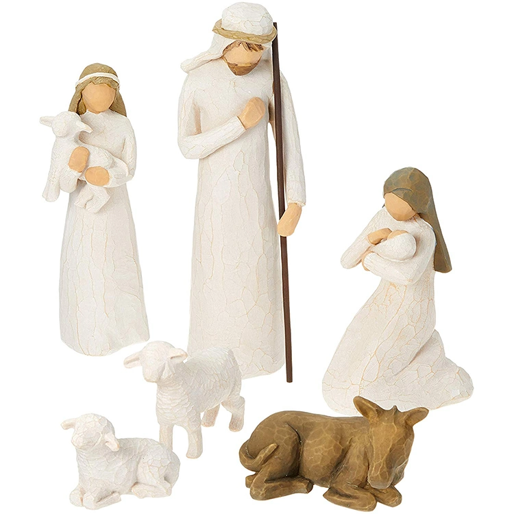 6PCS Hand-Painted Antique Nativity Sets Figures Christian Catholic Religious Statues