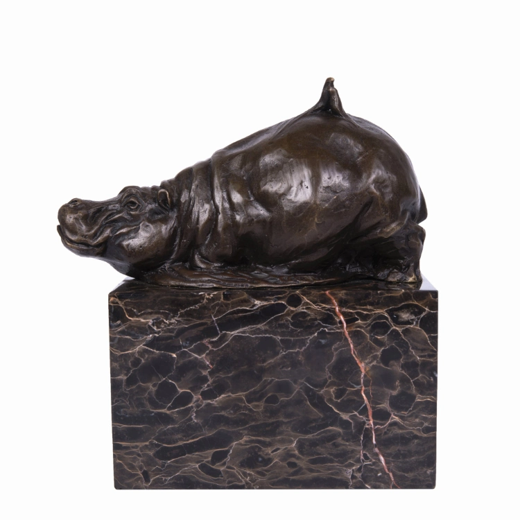 Bronze Statues Animal Sculptures Hippopotamus Figurine Garden Statue
