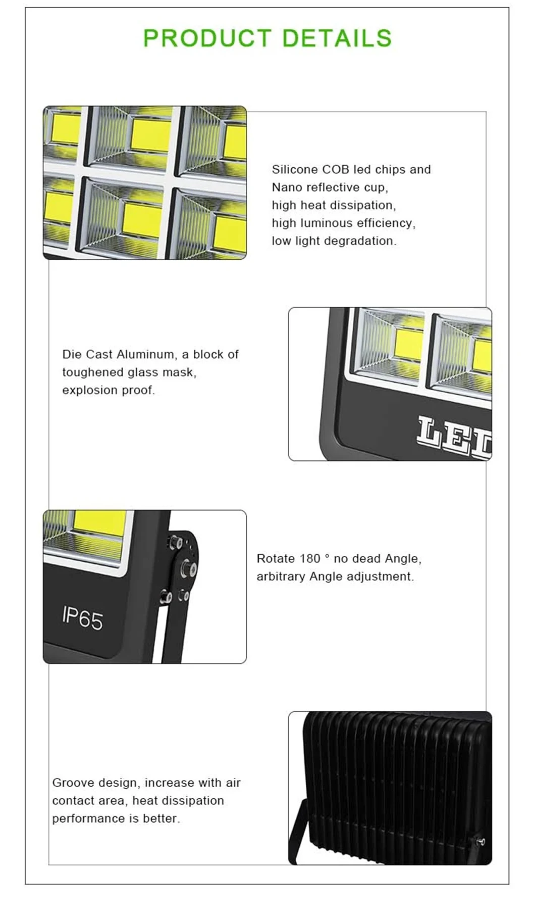 High Quality Die Casting Aluminum Outdoor Lighting Waterproof SMD IP66 LED Flood Light