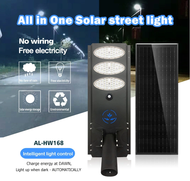 Waterproof Integrated Outdoor 168W LED Solar Street Lighting Street Light with Housing Aluminum Die Casting