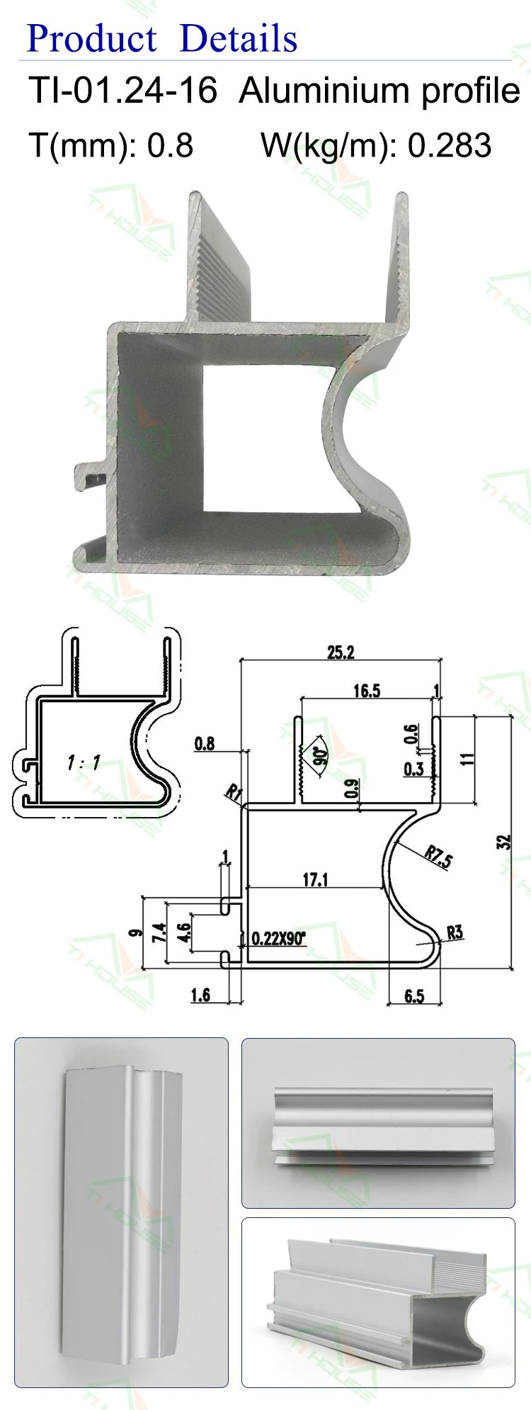 Aluminium Profile Handle Kitchen Corner Connector of Aluminium Profile and Plastic