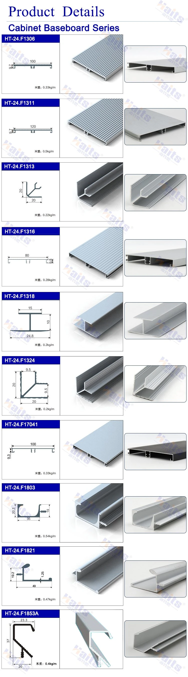Kitchen Accessories Aluminum Profile China Manufacturer 3000mm Industrial Aluminum Profile
