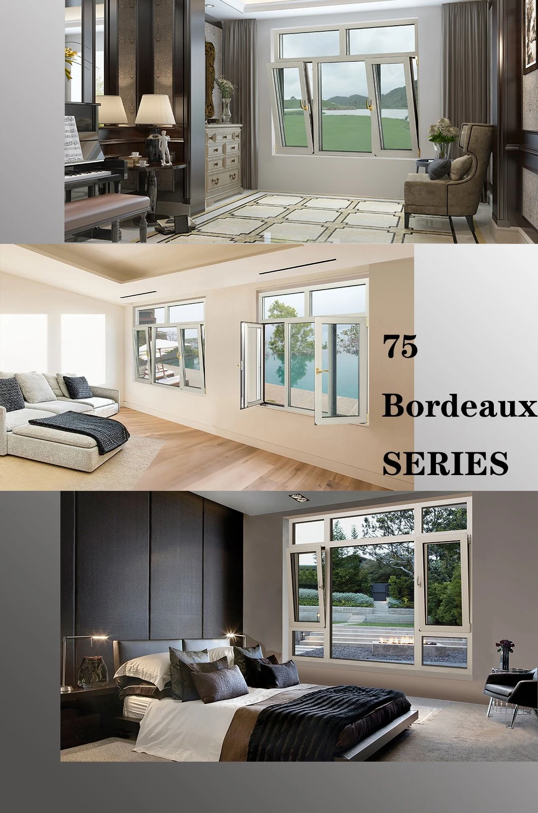 Building Materials Residential Double-Glazed Indoor Aluminum Aluminum Profile Casement Windows with Built-in Shutters
