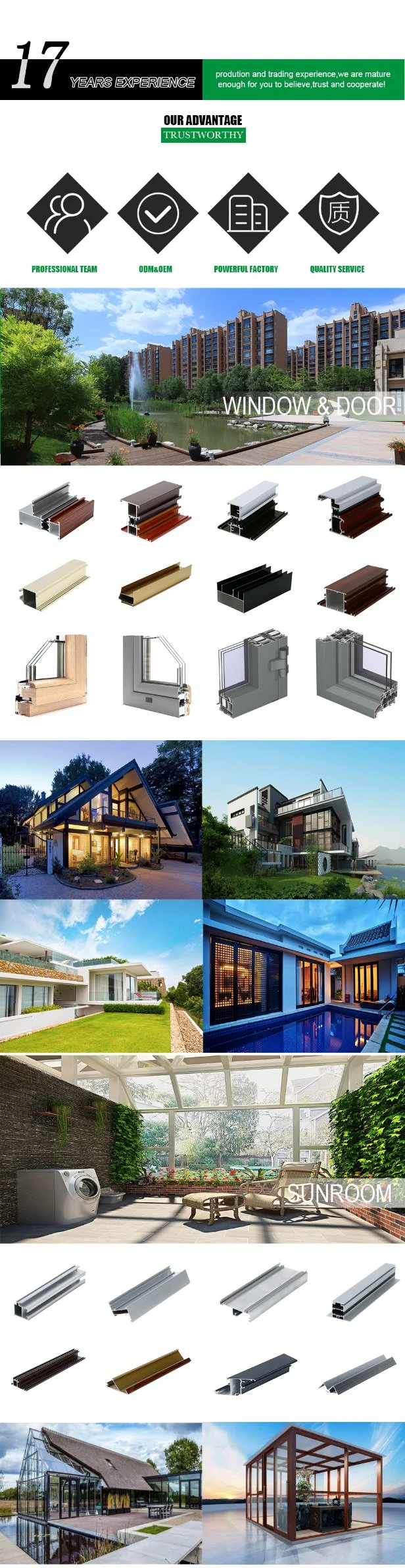 China Factory Aluminum/Aluminum Alloy Profiles for Window/Door Material