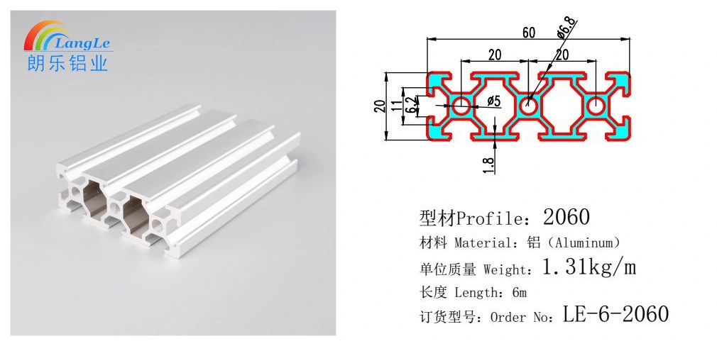 Hot Selling V Slot Aluminum Profile Extrusion 2060 for with Factory Price