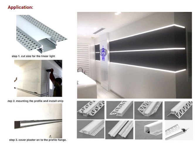 Drywall Profile for Corner Construction Aluminum LED Profile with PC Milky Cover