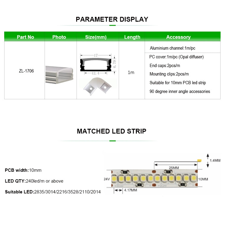 12 mm LED Aluminum Profile with Milky Diffuser Cover LED Profile Strip Housings