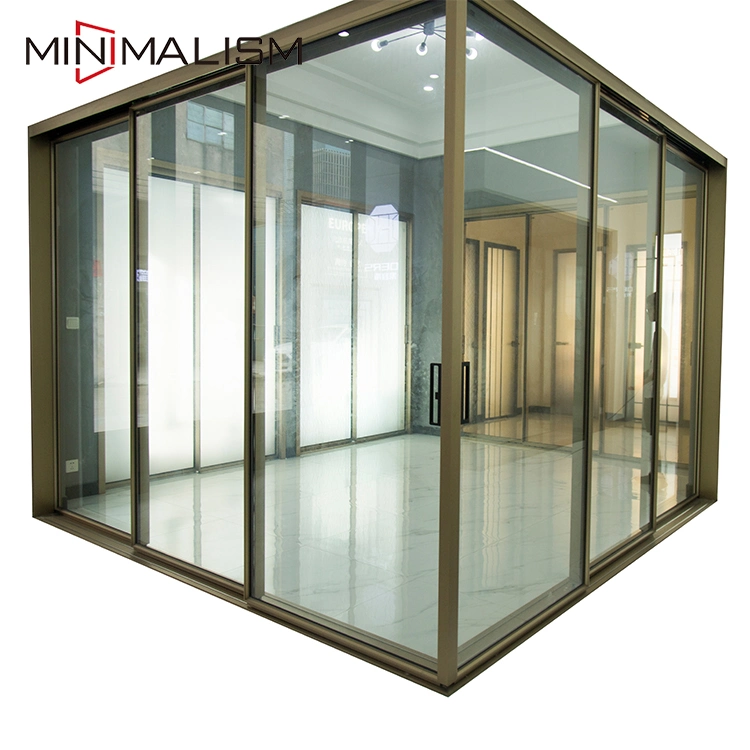 2.0 Thickness Narrow Profile Thermal Break Aluminum Sliding Door with Double Tempered Glass with Argon