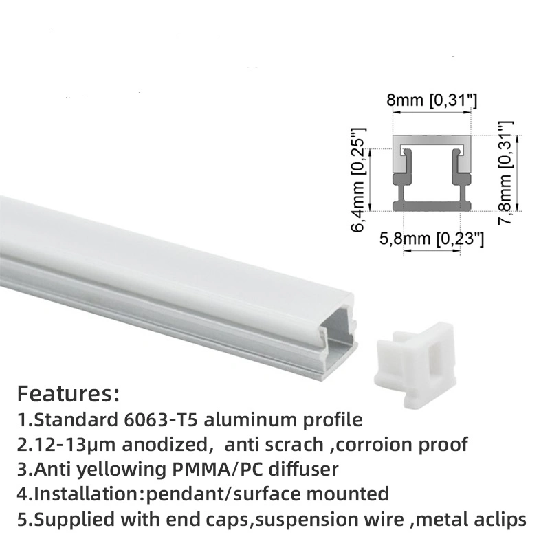 LED Aluminum Profile LED Strip Profile LED Linear Light 0807