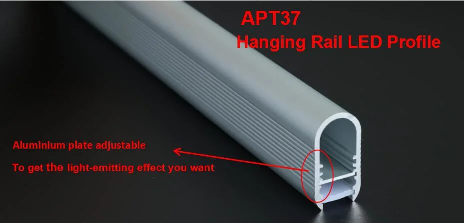 Apt37 Popular Hanging Rail Aluminum Profile for Cabinet Lighting Surface Mounted LED Profile for SMD LED Strip Light with Diffuser/Aluminum Extrusion